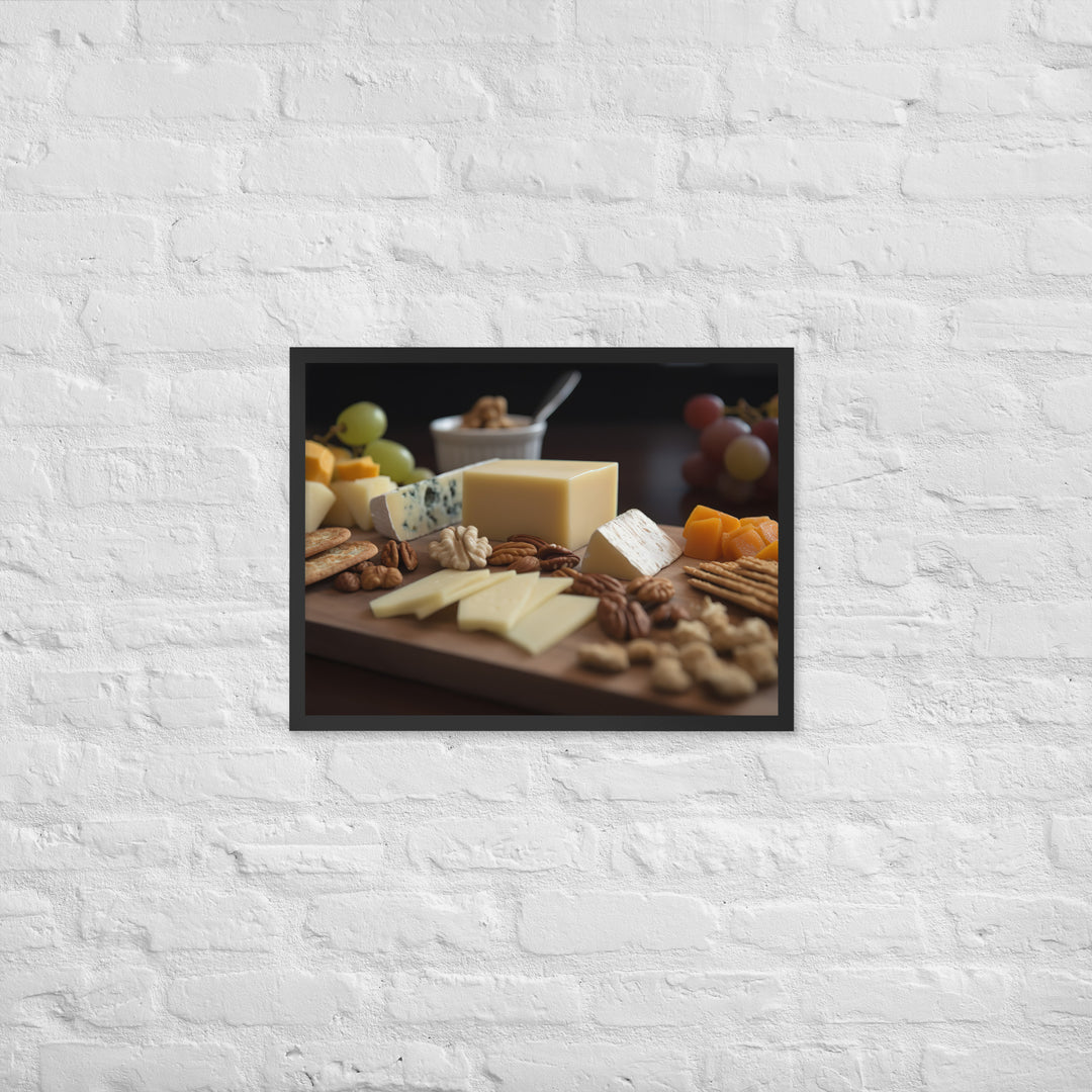 Cheese platter featuring Parmesan cheese Framed poster 🤤 from Yumify.AI