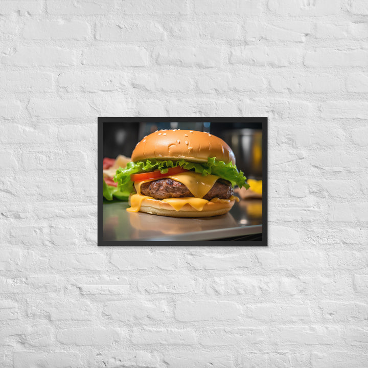 Cheddar Stuffed Burger Framed poster 🤤 from Yumify.AI