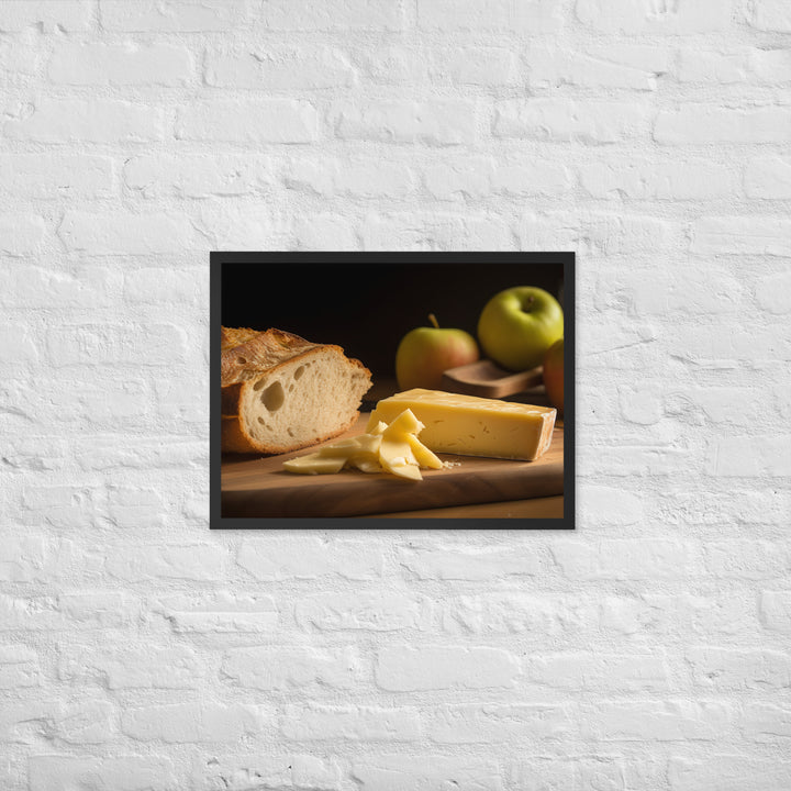 A slice of aged cheddar Framed poster 🤤 from Yumify.AI