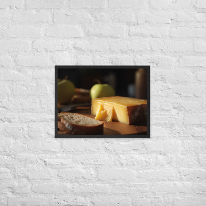 A slice of aged cheddar Framed poster 🤤 from Yumify.AI