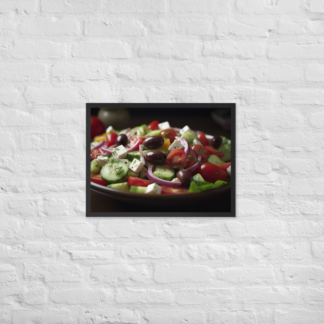 Vibrant Greek salad Framed poster 🤤 from Yumify.AI