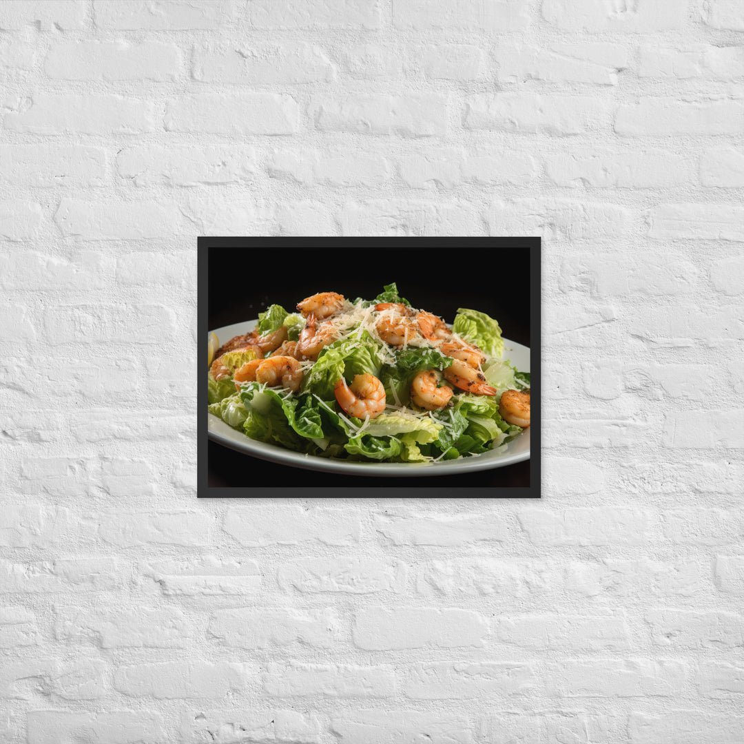 Shrimp Caesar salad Framed poster 🤤 from Yumify.AI