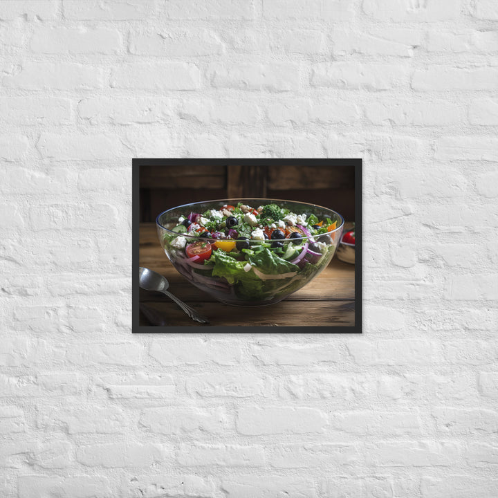 Colorful and refreshing Greek salad Framed poster 🤤 from Yumify.AI