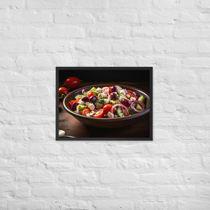 Classic Greek salad with ripe cherry tomatoes Framed poster 🤤 from Yumify.AI