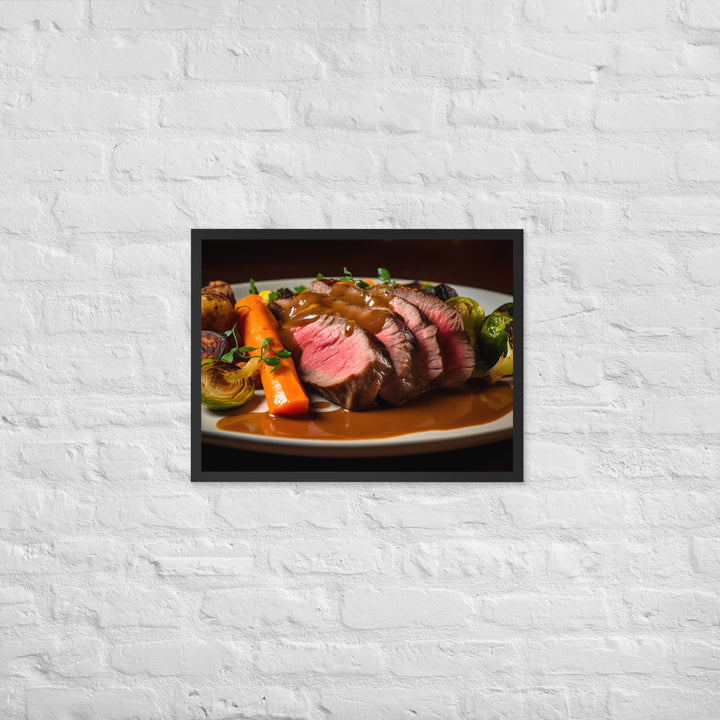 Tender Sirloin Steak with Roasted Vegetables Framed poster 🤤 from Yumify.AI