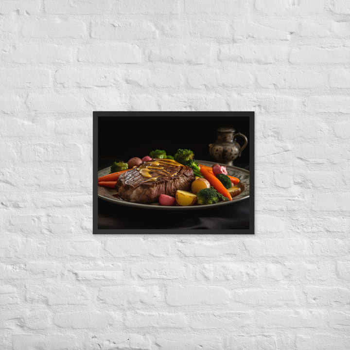 Tender Sirloin Steak with Roasted Vegetables Framed poster 🤤 from Yumify.AI