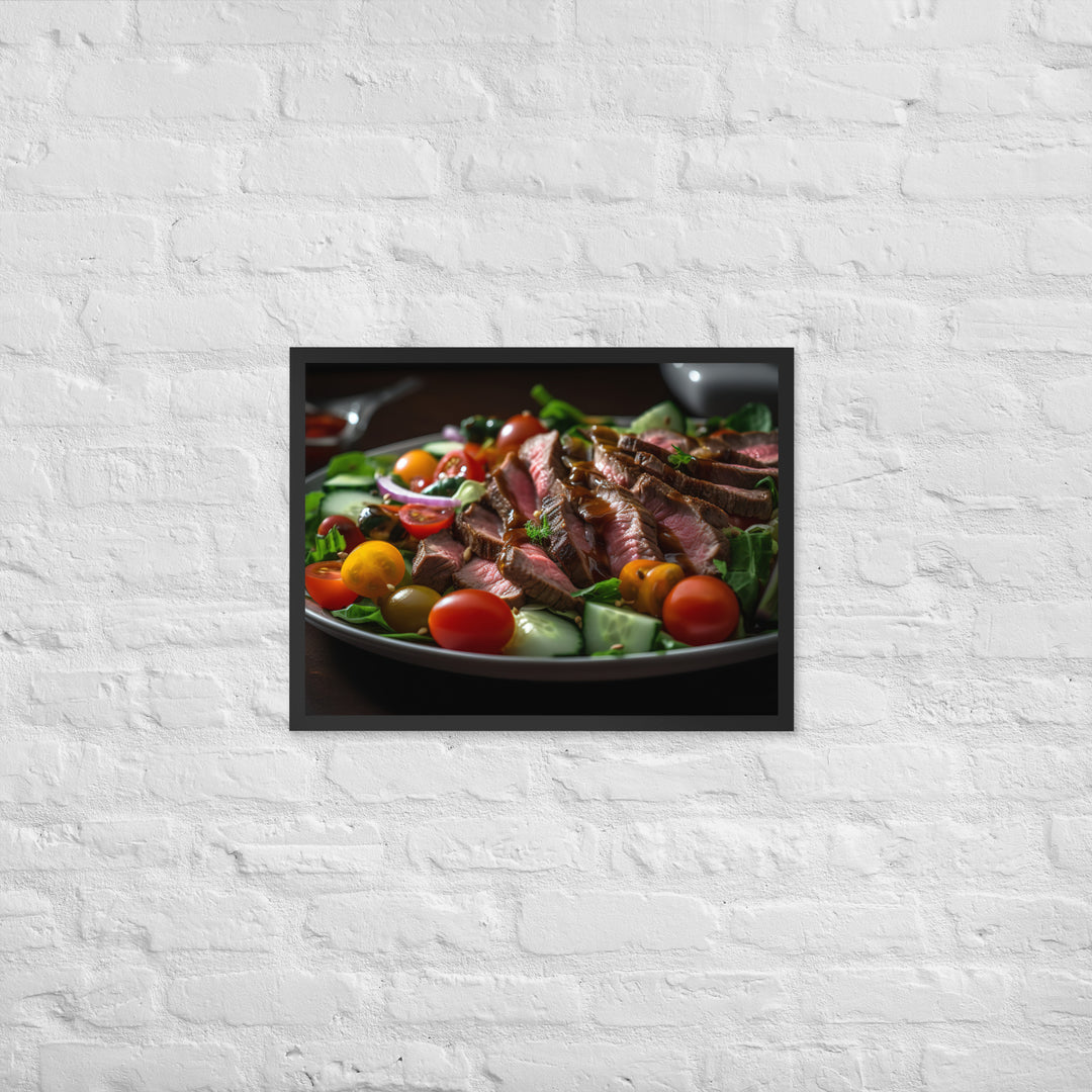 Sirloin Steak Salad with Balsamic Vinaigrette Framed poster 🤤 from Yumify.AI