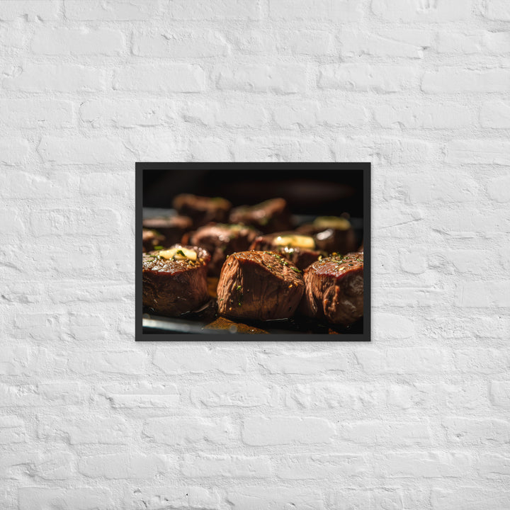 Sirloin Steak Bites with Garlic Butter Framed poster 🤤 from Yumify.AI