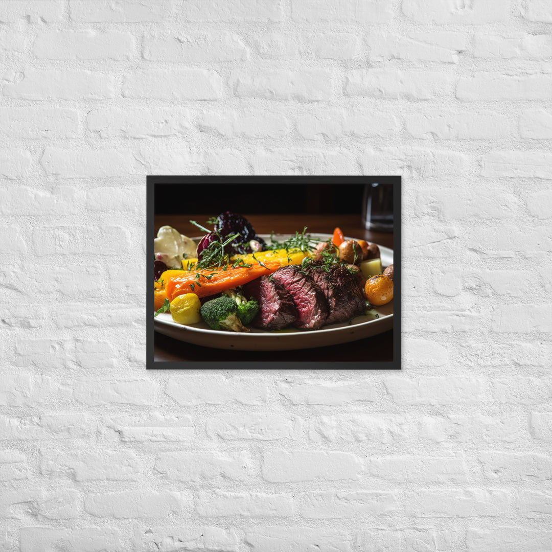 Savory Hanger Steak with Garlic Butter Framed poster 🤤 from Yumify.AI