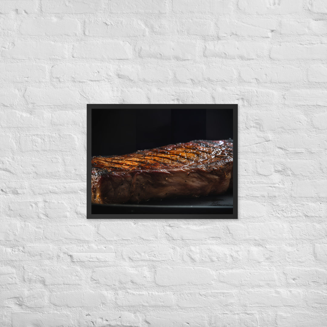 Perfectly Grilled New York Strip Steak Framed poster 🤤 from Yumify.AI