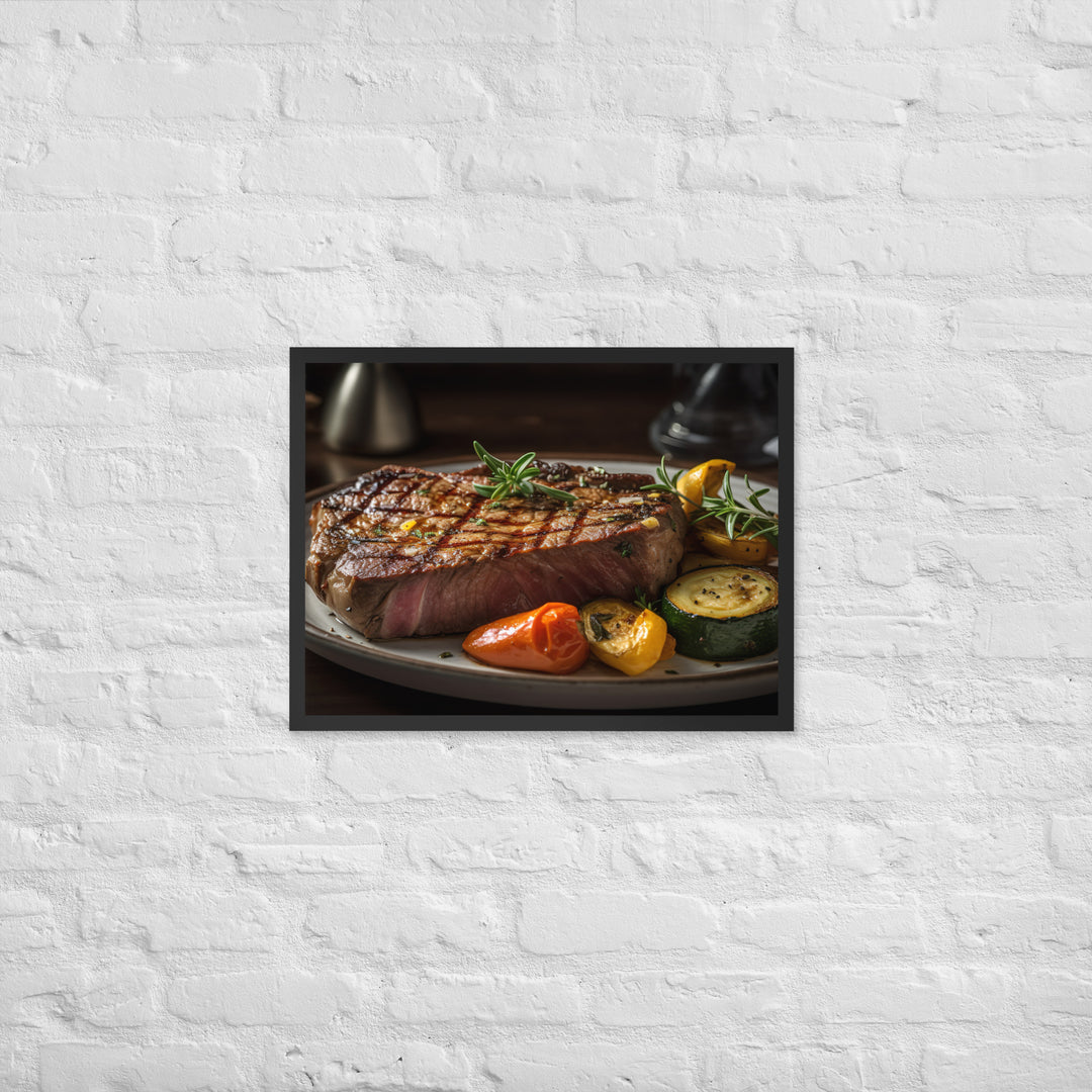 New York Strip Steak with Roasted Vegetables Framed poster 🤤 from Yumify.AI