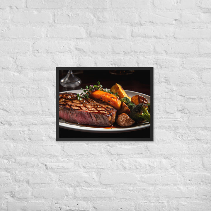 New York Strip Steak with Roasted Vegetables Framed poster 🤤 from Yumify.AI