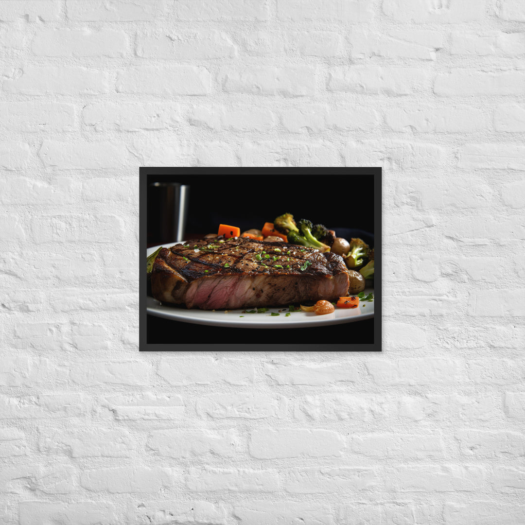 New York Strip Steak with Roasted Vegetables Framed poster 🤤 from Yumify.AI