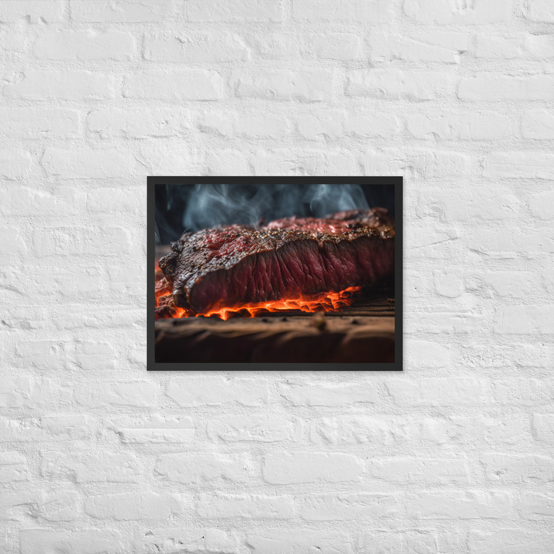 Juicy Hanger Steak on the Grill Framed poster 🤤 from Yumify.AI