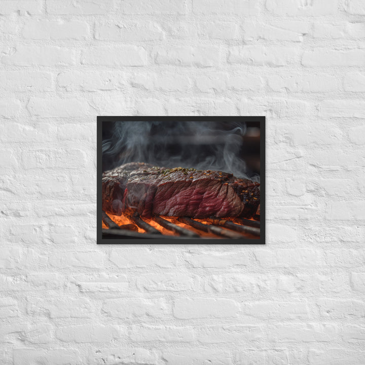 Juicy Hanger Steak on the Grill Framed poster 🤤 from Yumify.AI