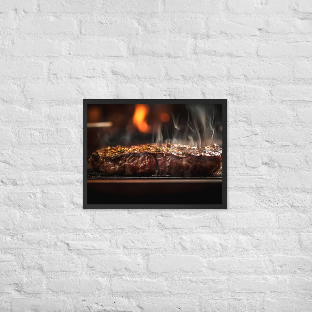 Juicy and Flavorful New York Strip Steak Framed poster 🤤 from Yumify.AI