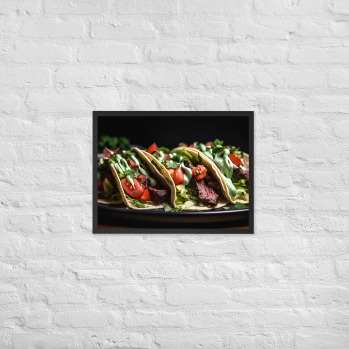 Hanger Steak Tacos with Cilantro Lime Sauce Framed poster 🤤 from Yumify.AI