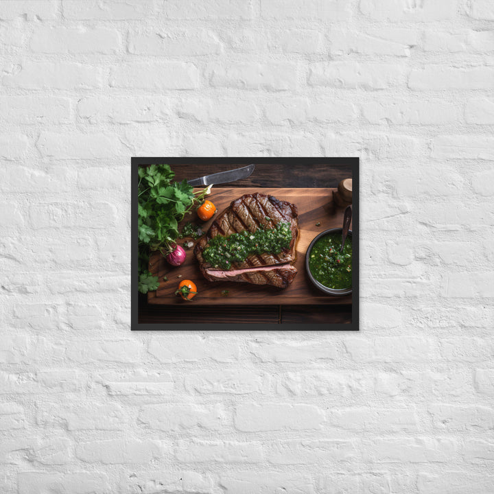 Grilled Sirloin with Chimichurri Sauce Framed poster 🤤 from Yumify.AI