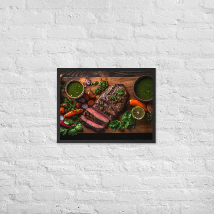 Grilled Sirloin with Chimichurri Sauce Framed poster 🤤 from Yumify.AI