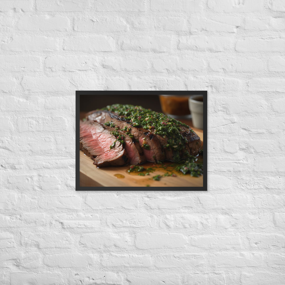 Grilled Flank Steak with Chimichurri Sauce Framed poster 🤤 from Yumify.AI