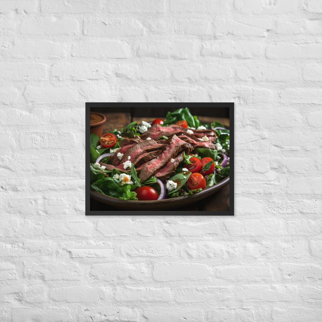 Flank Steak Salad with Fresh Greens Framed poster 🤤 from Yumify.AI