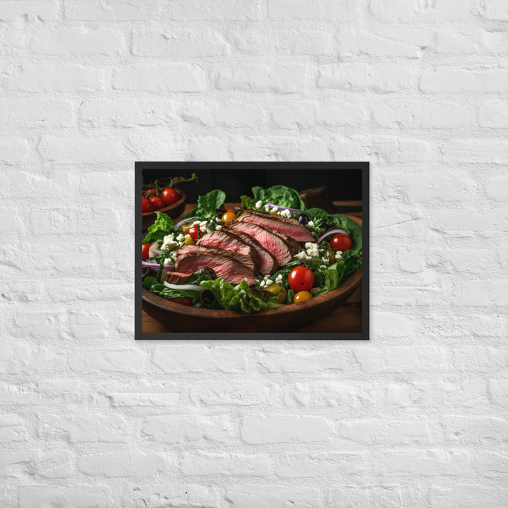 Flank Steak Salad with Fresh Greens Framed poster 🤤 from Yumify.AI