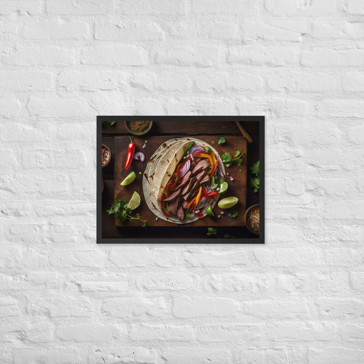 Flank Steak Fajitas with Fresh Veggies Framed poster 🤤 from Yumify.AI