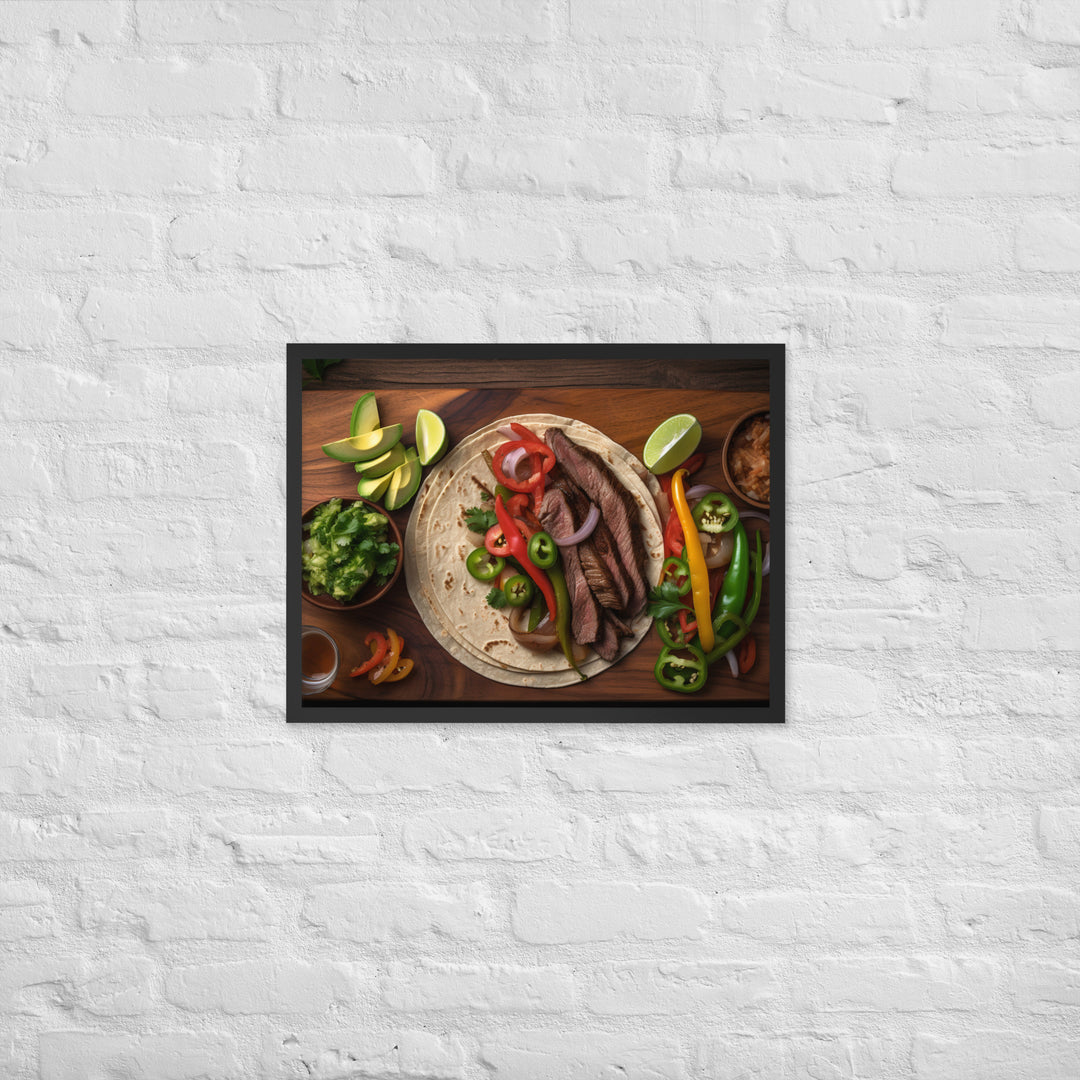 Flank Steak Fajitas with Fresh Veggies Framed poster 🤤 from Yumify.AI