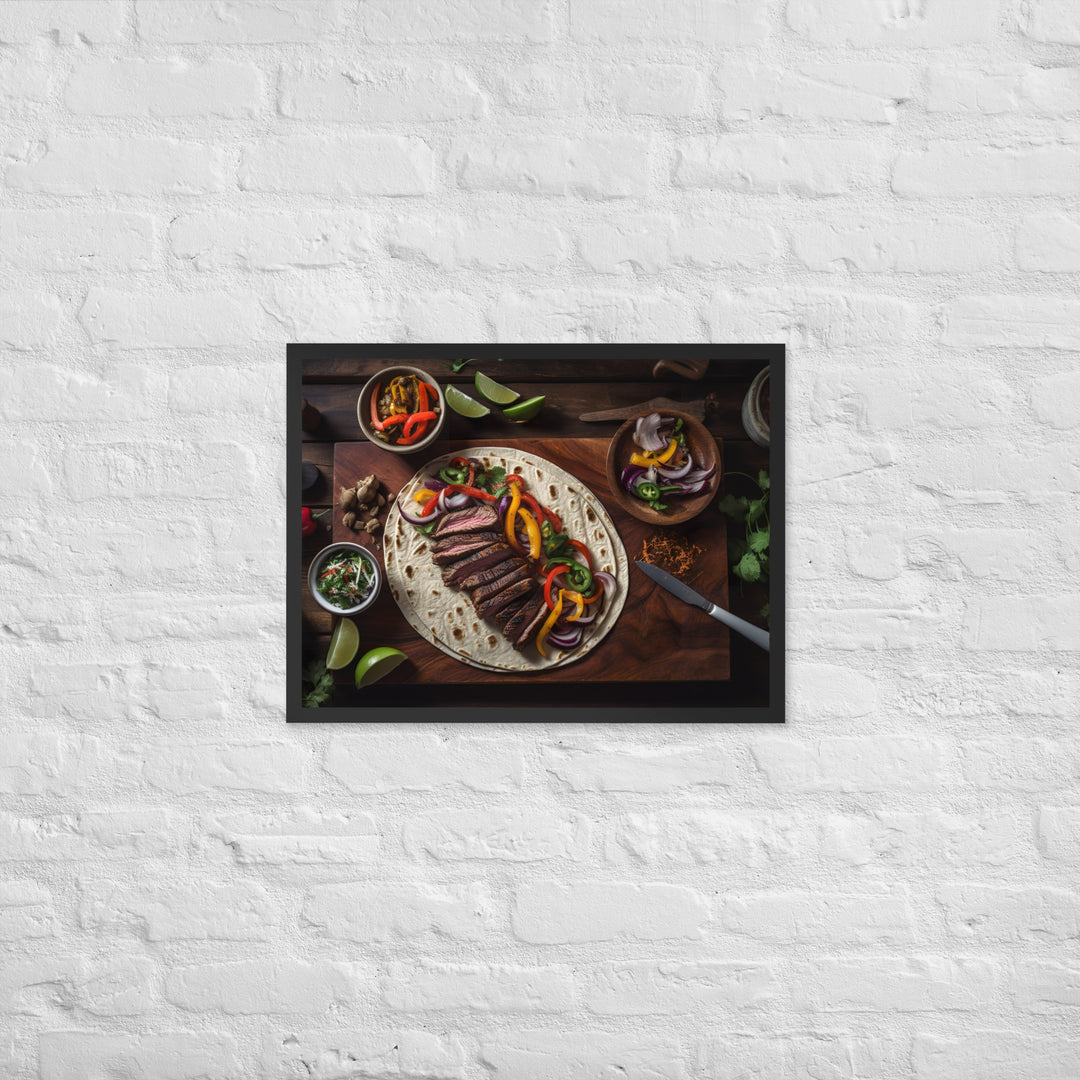 Flank Steak Fajitas with Fresh Veggies Framed poster 🤤 from Yumify.AI