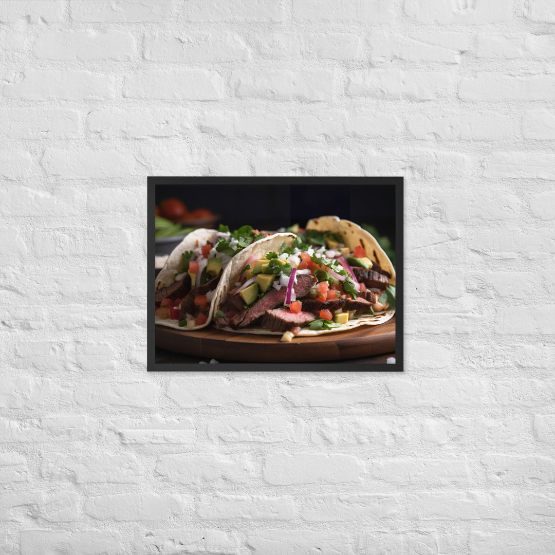 Carne Asada Tacos with Skirt Steak Framed poster 🤤 from Yumify.AI