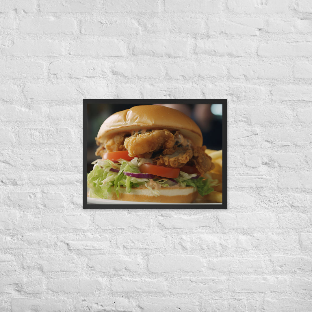 Pacific Oyster Po Boy Sandwich Framed poster 🤤 from Yumify.AI