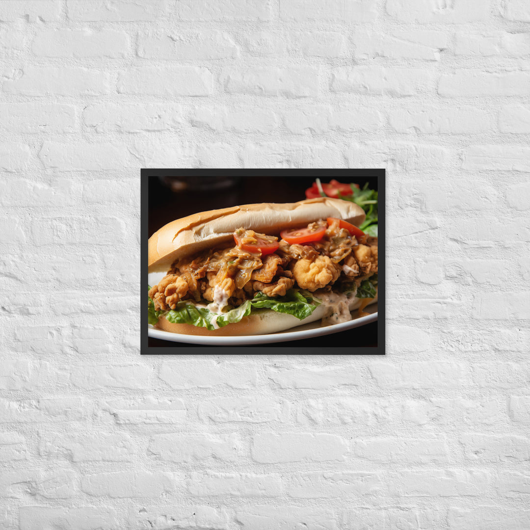 Pacific Oyster Po Boy Sandwich Framed poster 🤤 from Yumify.AI