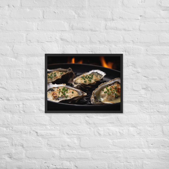 Grilled Pacific Oysters with Garlic and Butter Framed poster 🤤 from Yumify.AI