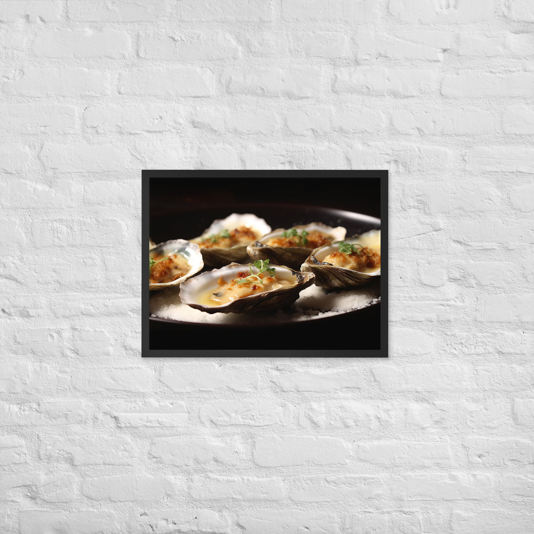 Grilled Pacific Oysters with Garlic and Butter Framed poster 🤤 from Yumify.AI