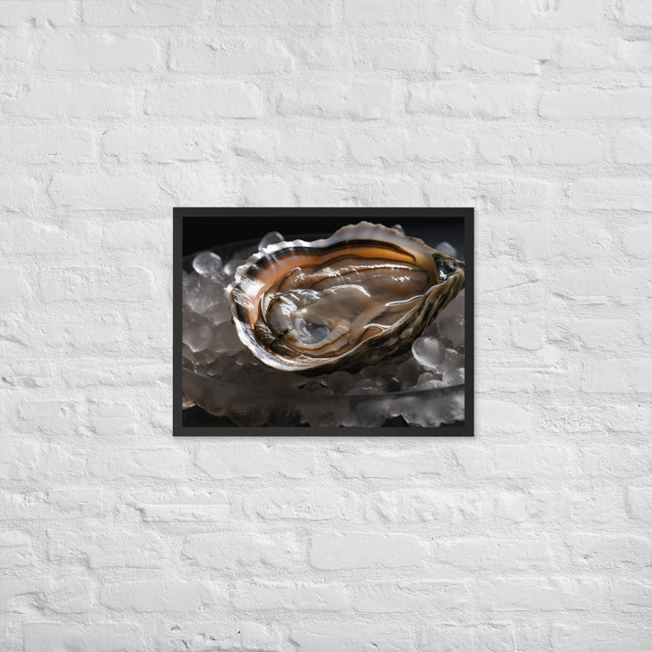 Glistening Sydney Rock Oyster on Ice Framed poster 🤤 from Yumify.AI