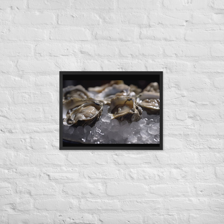 Freshly Shucked Pacific Oysters on Ice Framed poster 🤤 from Yumify.AI