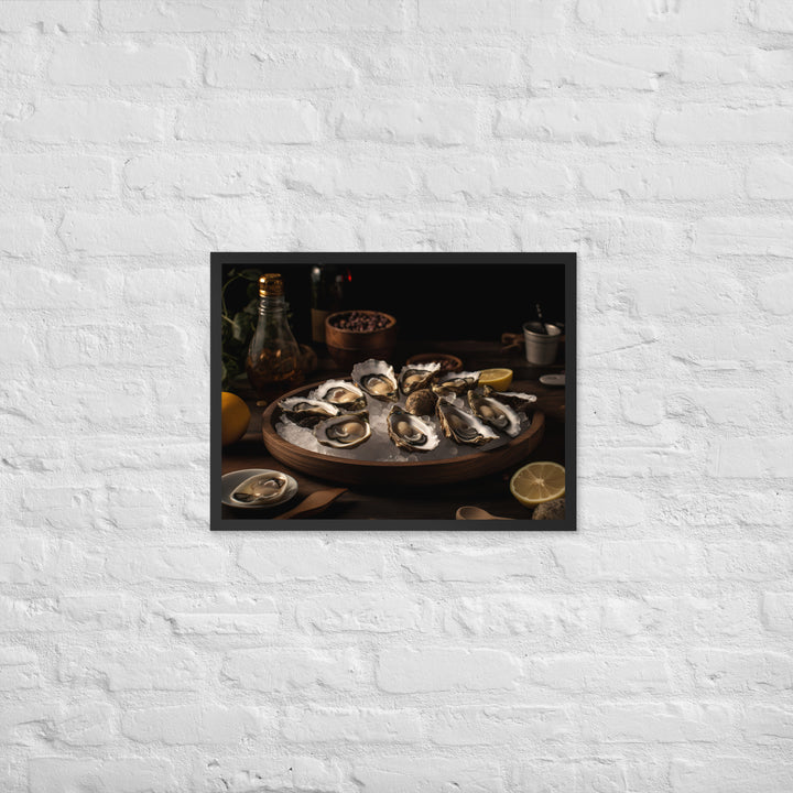 Freshly Shucked European Flat Oysters on Ice Framed poster 🤤 from Yumify.AI