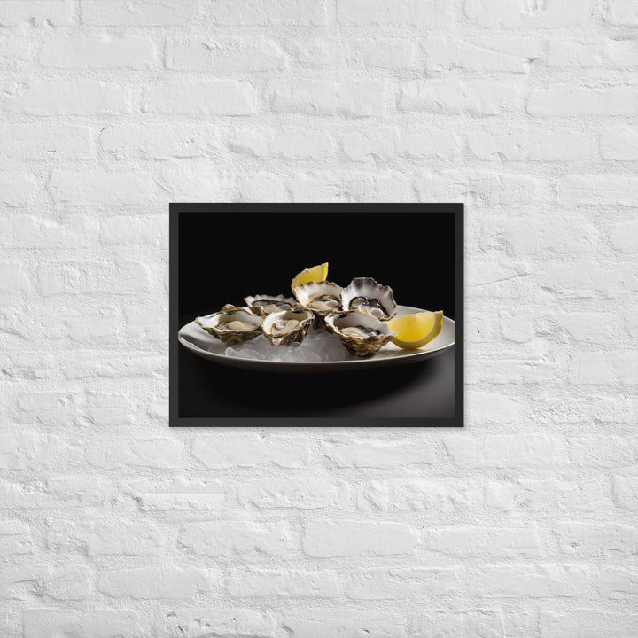 European Flat Oysters with a Splash of Lemon Framed poster 🤤 from Yumify.AI