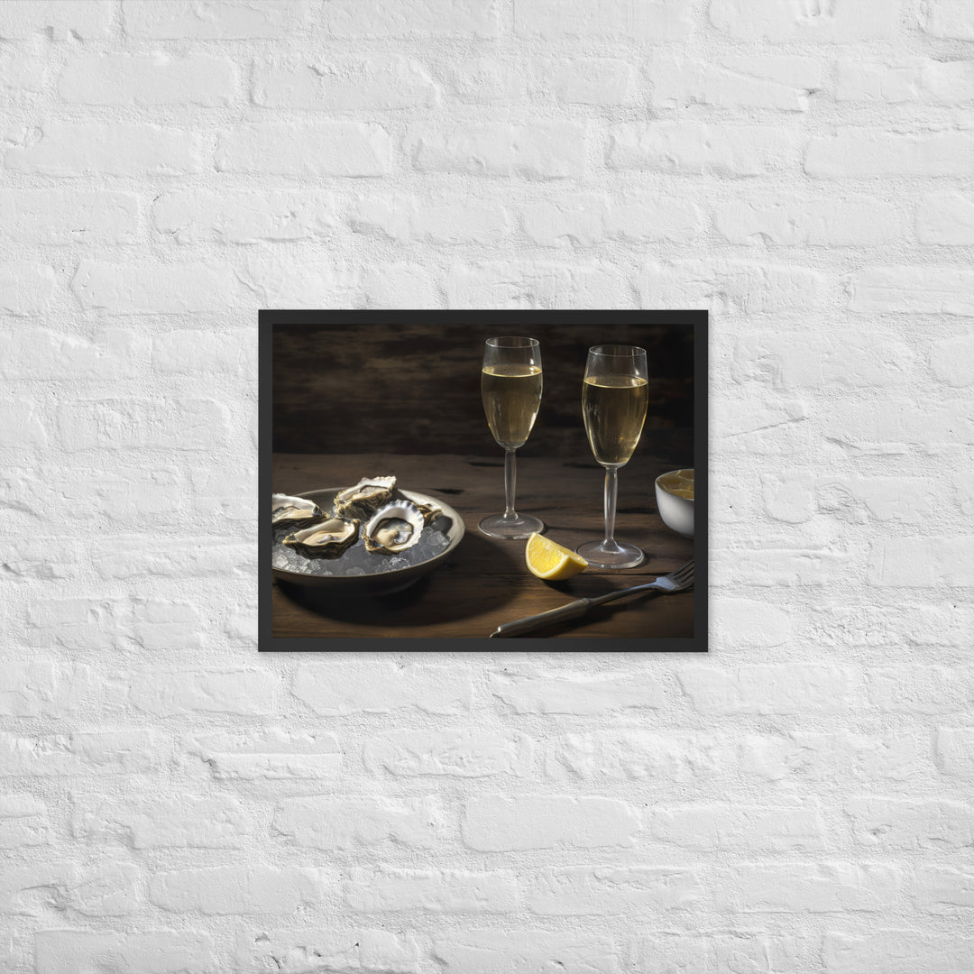 European Flat Oysters and Champagne Framed poster 🤤 from Yumify.AI