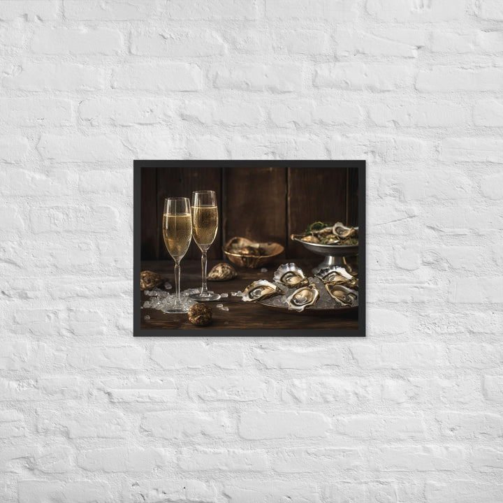 European Flat Oysters and Champagne Framed poster 🤤 from Yumify.AI