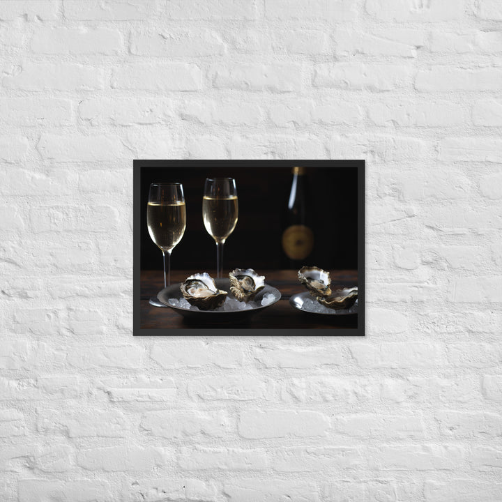 European Flat Oysters and Champagne Framed poster 🤤 from Yumify.AI