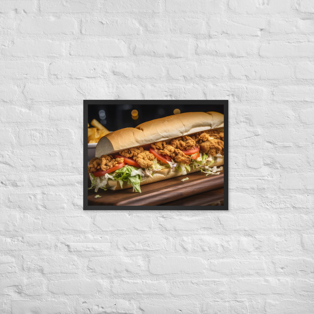 Eastern Oyster Po Boy Sandwich Framed poster 🤤 from Yumify.AI