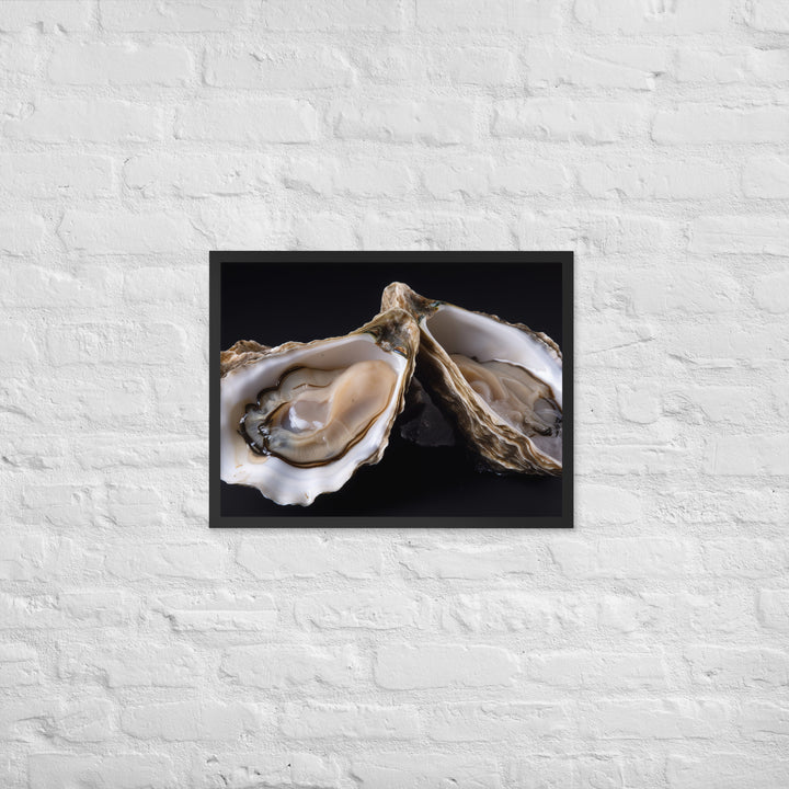 Delicate Olympia Oysters on the Half Shell Framed poster 🤤 from Yumify.AI