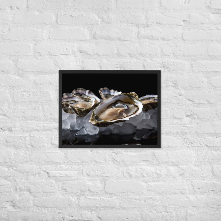 Delicate Olympia Oysters on the Half Shell Framed poster 🤤 from Yumify.AI