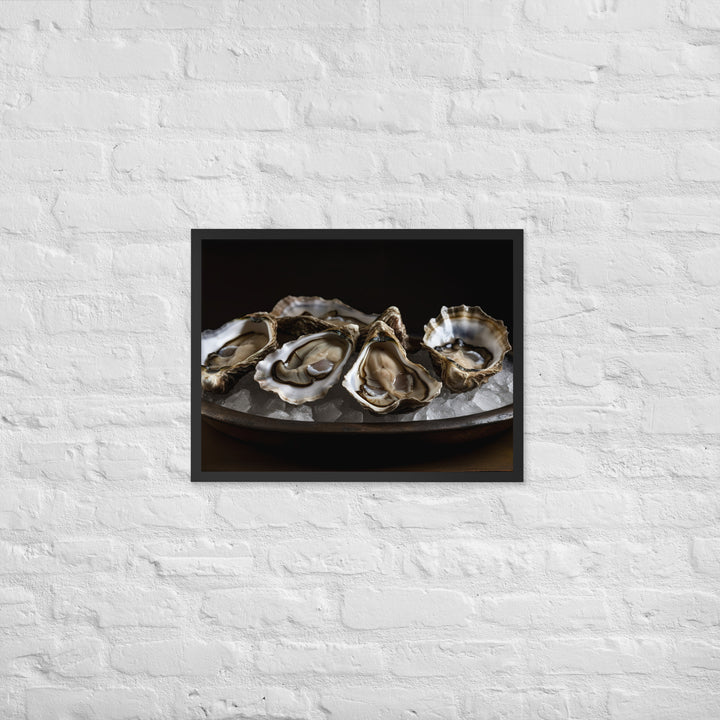 Delicate Olympia Oysters on the Half Shell Framed poster 🤤 from Yumify.AI