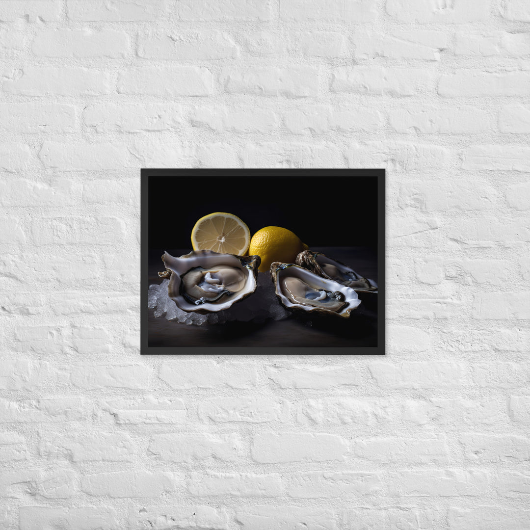 Blue Point Oysters on the Half Shell Framed poster 🤤 from Yumify.AI