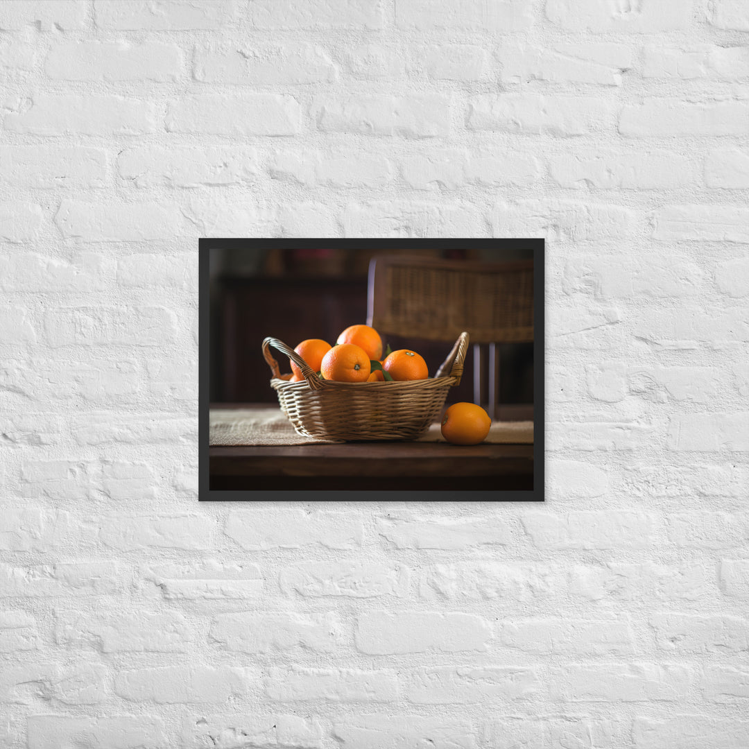 Oranges in a Wicker Basket Framed poster 🤤 from Yumify.AI