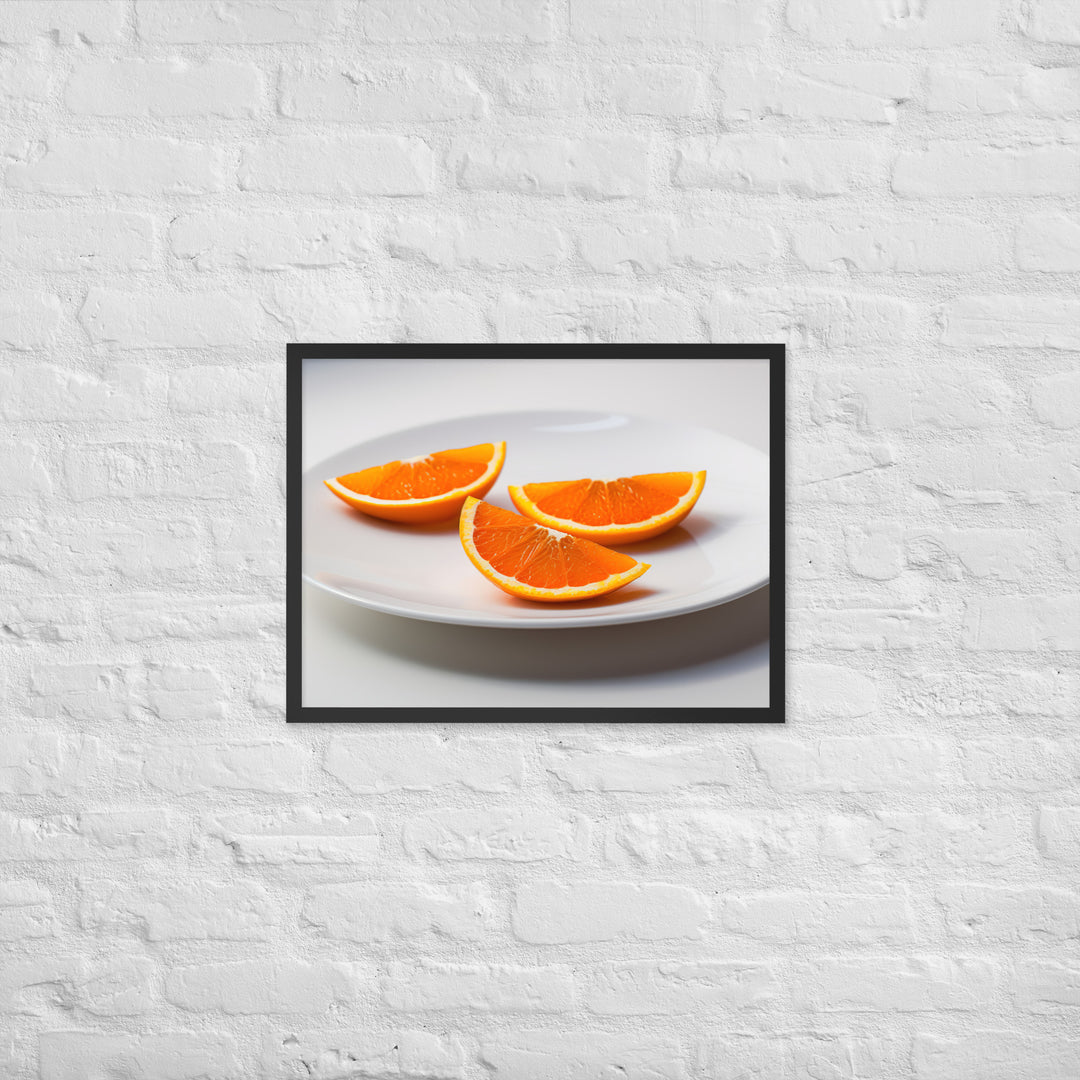 Orange Wedges on a White Plate Framed poster 🤤 from Yumify.AI