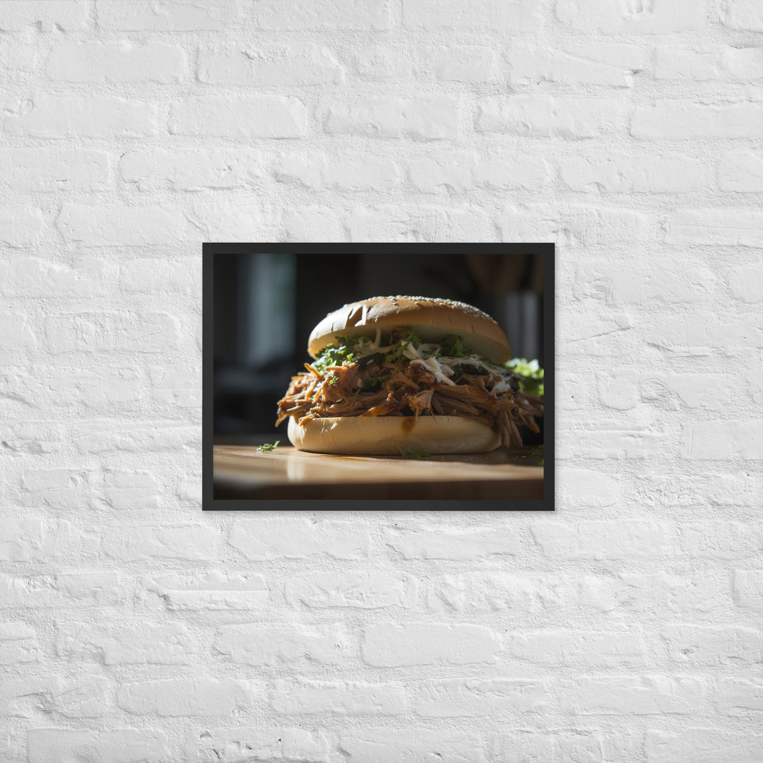 Juicy Pulled Pork Sandwich Framed poster 🤤 from Yumify.AI