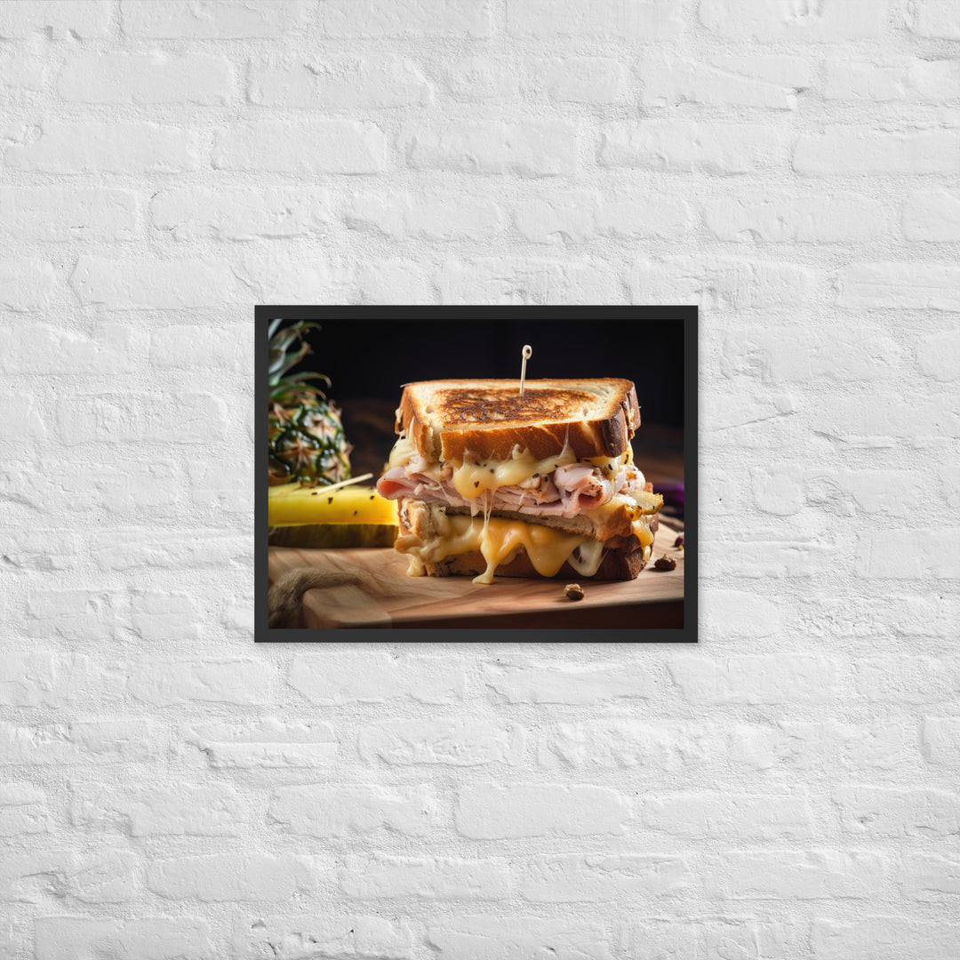 Hawaiian Grilled Cheese with Pineapple and Ham Framed poster 🤤 from Yumify.AI